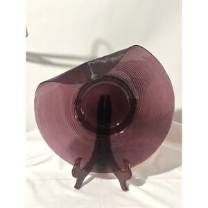 Large Amethyst Handblown‎ Rolled Ribbed Art Glass Plate